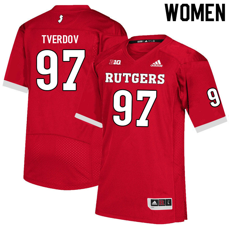 Women #97 Mike Tverdov Rutgers Scarlet Knights College Football Jerseys Sale-Scarlet
